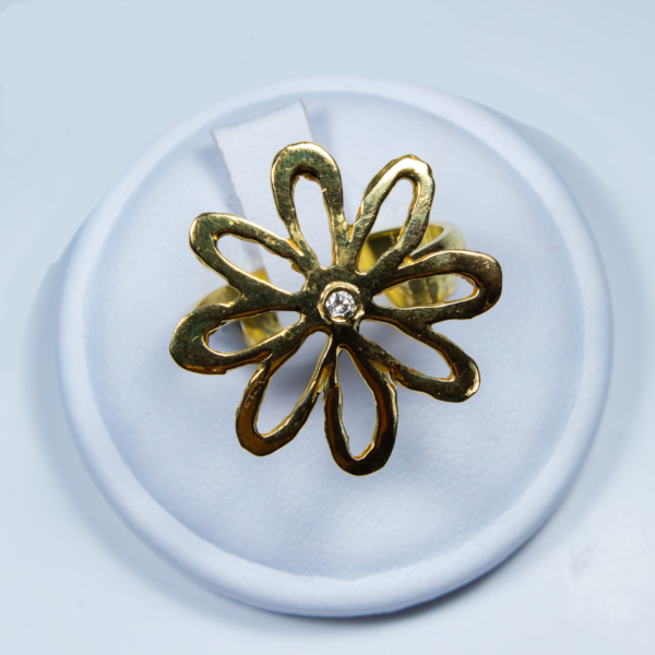 Anillo flor oro amarillo con Brillante