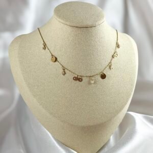 Collar Oro Amarillo con Piedras y Símbolo Infinito