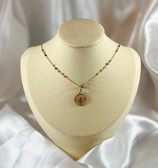 Collar de Oro Amarillo con Dije de San Benito 1