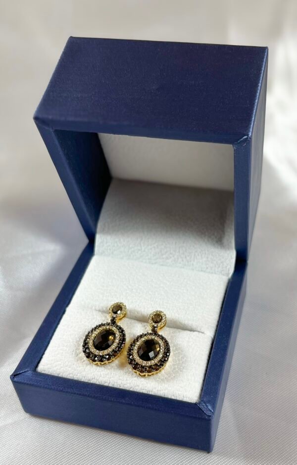 Aros de Topacio Fumé con Diamantes